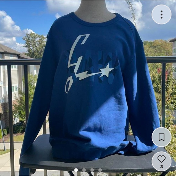 G-star Raw blue pullover sweater/sweatshirt features a layered crewneck sz XL - Picture 5 of 7